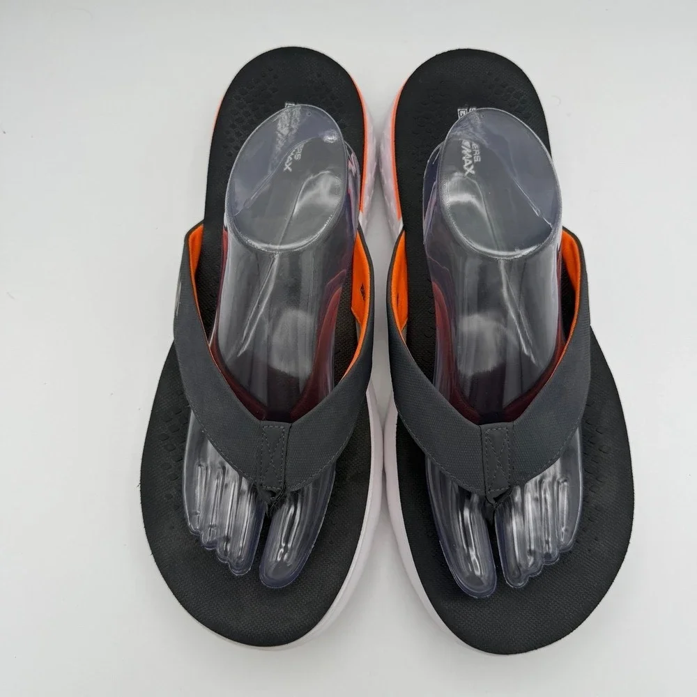Men's Skechers On The Go 400 Gray Orange Shore Slipper Flip Flop Sandal Size 14